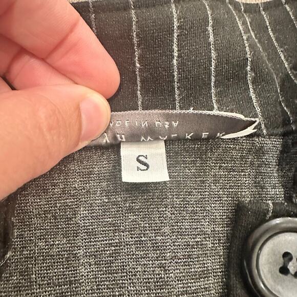 Bryn Walker Knit Tunic Womens Small Black Pinstripe Stretch Button Up Lagenlook - Picture 5 of 8